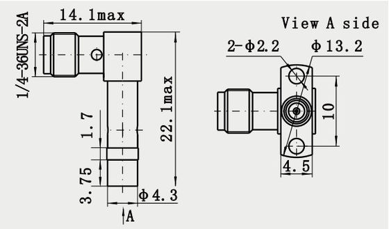 SMA Female to SMP Male Flange Mount RF Connector Right Angle