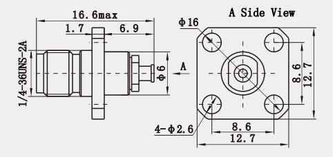 K2.92 mm Female RF Connector Stainless Steel Coaxial for 1#Semi-rigid/flexible Cable