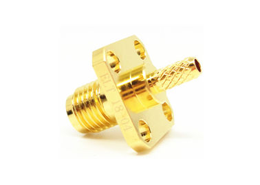 50Ohm أنثى SMA RF موصل لحام مرفق 4 ثقوب شفة تصاعد